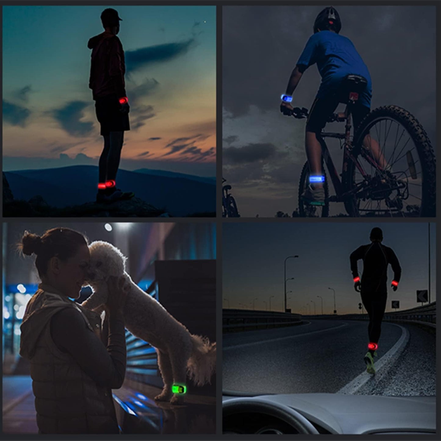 Upgrade Led Armband Aufladbar, 2 Stück Reflective Leucht Armbänder Licht Armband Kinder Leuchtbänder USB Reflektorband Leuchtarmband Reflektorband Nacht Sicherheits Licht Für Joggen Laufen Running